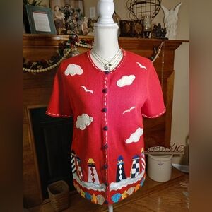 Designer Originals Short Sleeved Sweater With A Nautical Theme